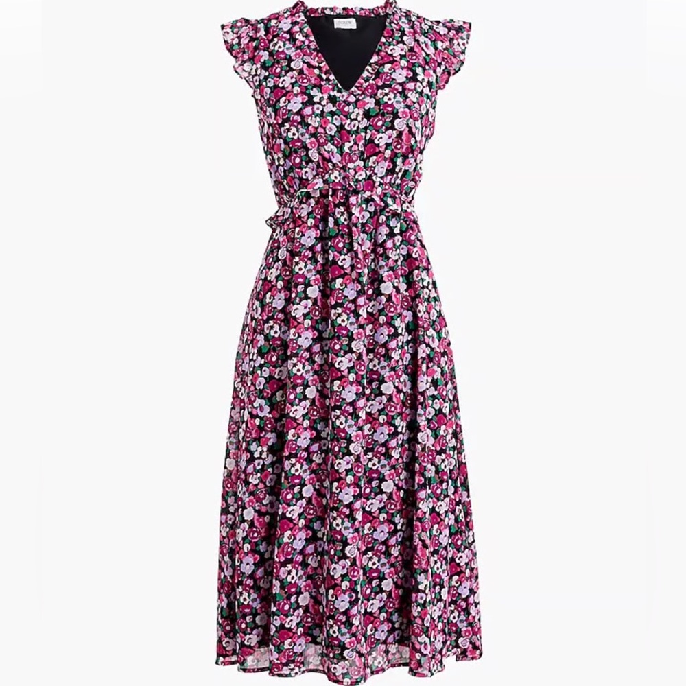 J. Crew Factory Floral Print Cap Sleeves Prairie Dress